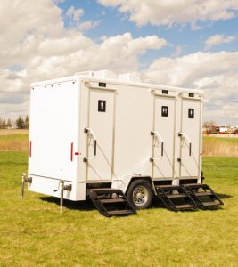 luxury porta potty trailer outdoors